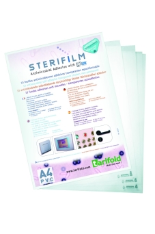 Antybakteryjna folia samoprzylepna Sterifilm A5 x 10 szt.; wszystkie gładkie powierzchnie, ekrany, automaty